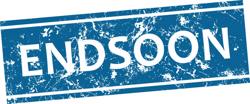 End soon stamp or label with distressed blue background