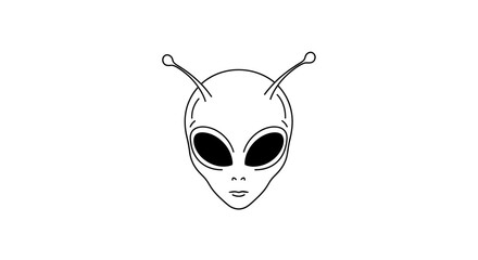 Naklejka premium Minimalist Alien Head Icon - Extraterrestrial Life Symbol, Sci-Fi Concept