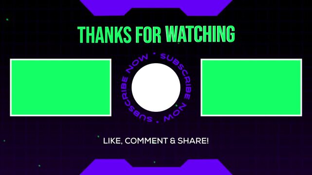 Animated End Screen Template with Green Screen Placeholders