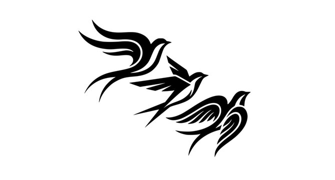 Abstract geometric swallows flying circle logo vector design modern bird emblem icon