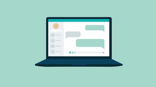 User chatting online, messenger app with bubble speech and menu 2d animation with alpha matte