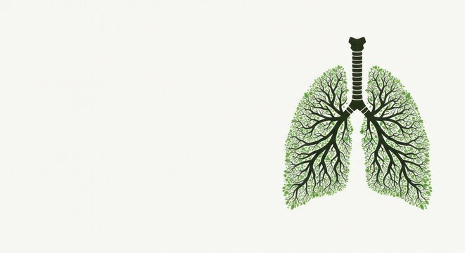Anatomical illustration of human lungs and trachea from a medical perspective