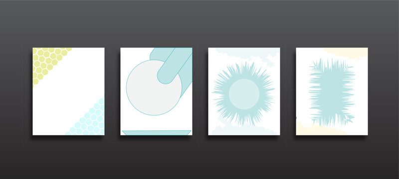 Minimal abstract cover template collection featuring geometric shapes, hexagon patterns, modern textures, and clean layouts. Ideal for business presentations, brochures, reports, social media,