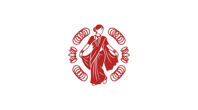 Illustration of Indian Woman in Saree with Decorative Bangles