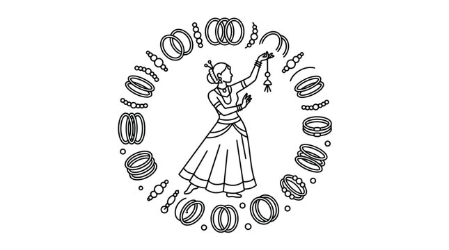 Indian Dancer Surrounded by Traditional Bangles Illustration