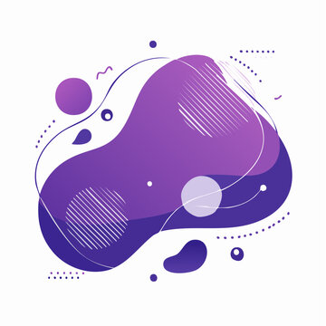 Abstract fluid shape with purple gradient and graphic elements