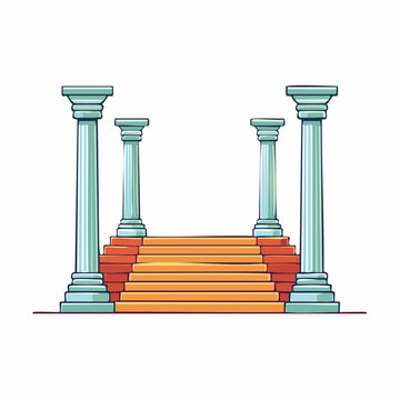 Ancient Greek Columns and Stairs Illustration