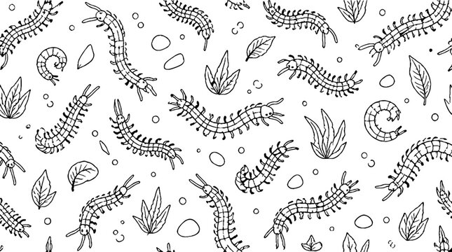 Detailed black and white fern and leaf pattern design.