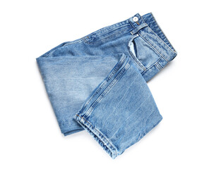 Obraz premium Stylish blue jeans on white background
