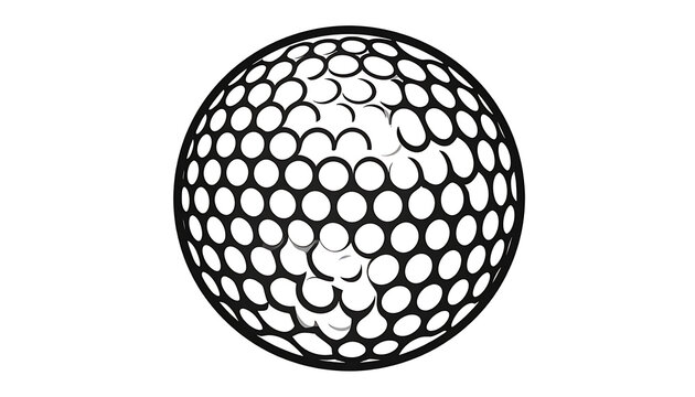 Outline of a golf ball with dimples on a white background
