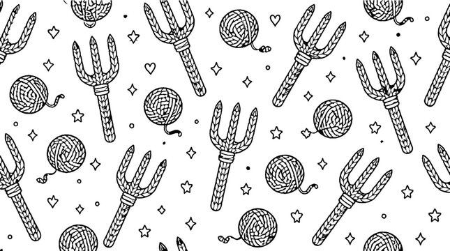 Black and white knitting and crochet pattern design.