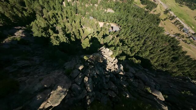Green mountains pine trees rockies Colorado FPVdrone dive Conifer Colorado 4K