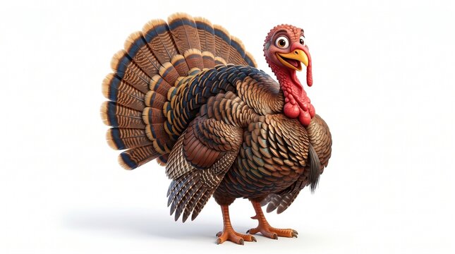 Cheerful Cartoon Turkey 3D Illustration