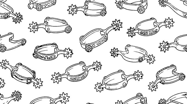 Repeating Pattern of Western Cowboy Spurs Design.