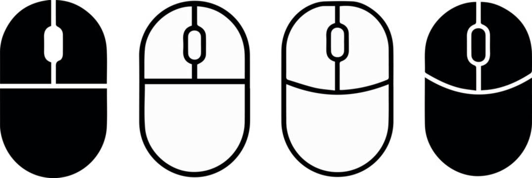 Gaming mouse symbol set with scroll and click buttons
