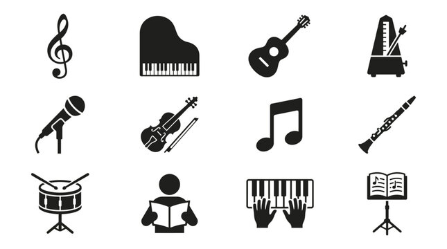 Musical Instruments and Performance Icon Set Vector Collection