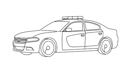 Police car outline drawing, law enforcement vehicle, patrol car illustration © Wesi
