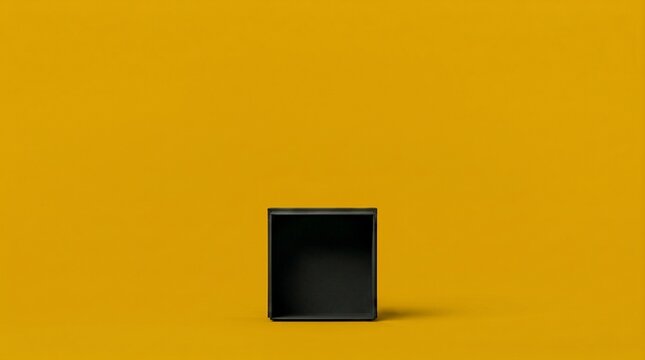 Frontal eye-level view of open black magnetic box facing camera