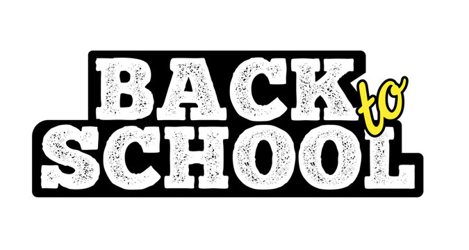 Back to school typography banner Logo with chalk texture PNG