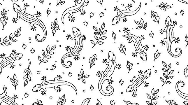 Intricate Floral and Lizard Pattern Design.