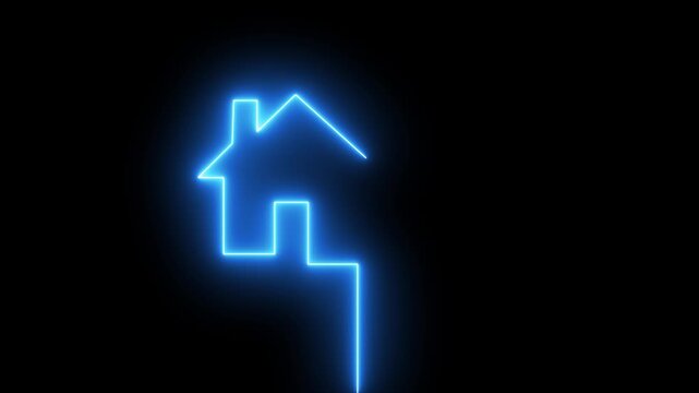 Home icon neon light  line house icon. motion graphic of neon home concept 4k video animation.