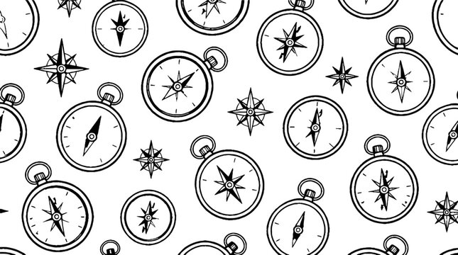 Vintage Compass Rose Pattern Design.