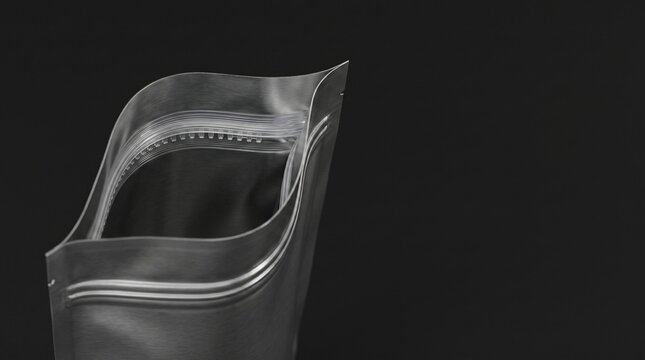 Close-up of open doypack pouch showing plastic zipper lock