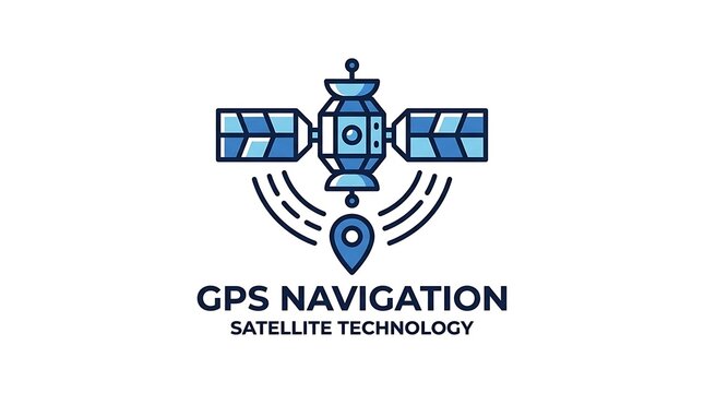 GPS navigation satellite technology icon illustration.
