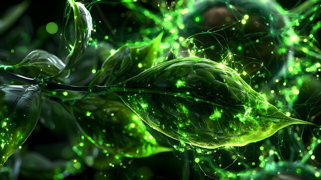 Green Tea Extract Molecular Essence with Botanical Bioactive Serum, Antioxidant Skincare Technology Background