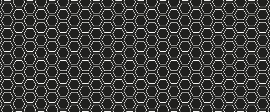 Fiber hexagon grid pattern. Dark honeycomb background