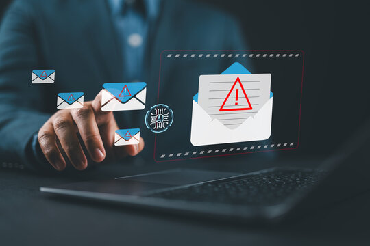 AI email security and phishing detection concept an working artificial intelligence chip alert mail automated cyber defense email encryption