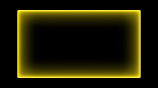 Neon Glow Rectangle Frame Animation Loop. Glowing Neon Rectangle Border Light Frame Animation.