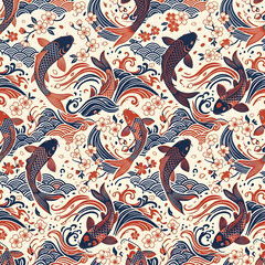 Fototapeta premium Vibrant Koi Fish Pattern Design.