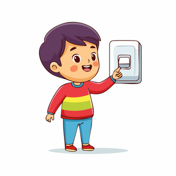 Cartoon child pressing a light switch