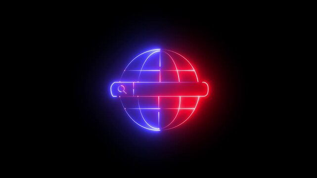 Google icon neon search bar  glowing animation 4K video on Browser 