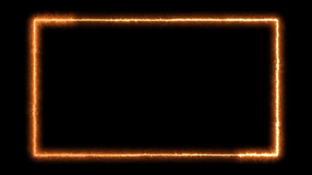 Neon Glow Rectangle Frame Animation Loop. Glowing Neon Rectangle Border Light Frame Animation.