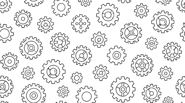Detailed mechanical gears pattern in black and white.