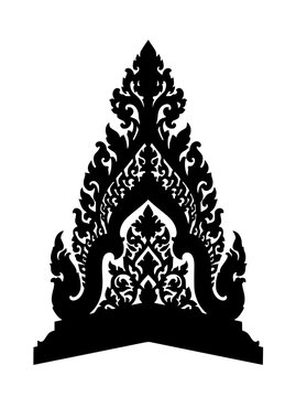 Intricate Traditional Khmer Style Decorative Ornament Silhouette on White