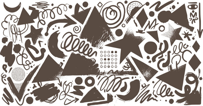 Abstract doodle background with hand drawn geometric shapes