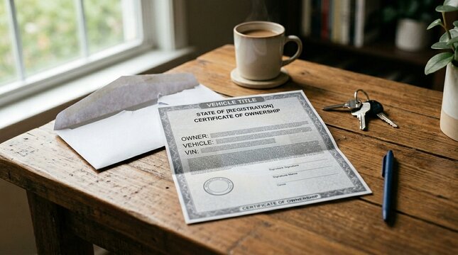 Free and clear vehicle title received mail auto finance milestone