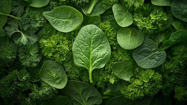 Fresh greens, spinach and parsley