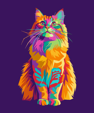 cat colorful pop art wpap illustration. animal illustration vector