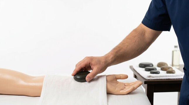 Soothing hot stone massage method for relieving office related discomfort and promoting relaxation