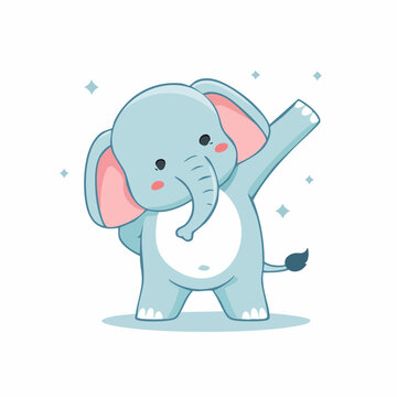 Cute cartoon elephant doing a dab dance