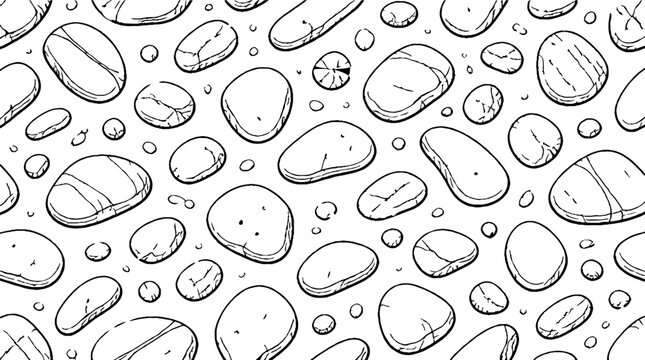 Detailed sketch of various pebbles and stones.