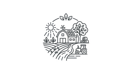 Farm Tractor and Rural House Scene. © Wit