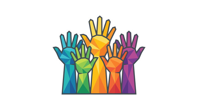 Diverse hands raised in unity.