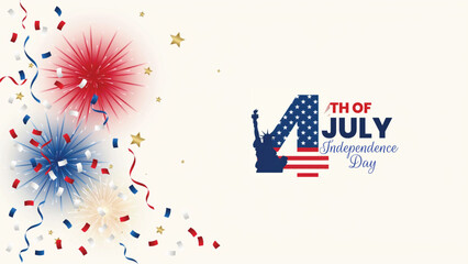 Obraz premium Independence day usa celebration fireworks statue of liberty and patriotic design