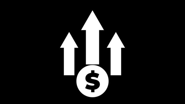 Dollar sign icon and up arrow isolated on transparent background.coin money dollar with an upward arrow concept,