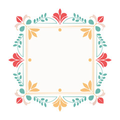 Fototapeta premium Colorful Ornamental Floral Frame Illustration
